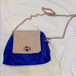 Blue and gold shoulder bag
